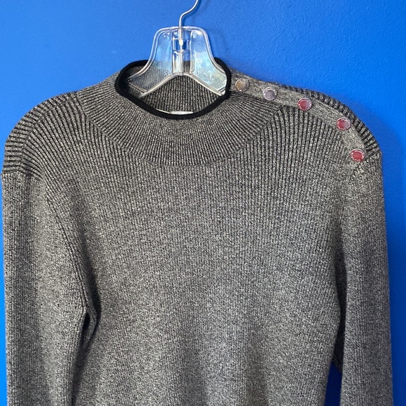 CALVIN KLEIN Gray Ribbed Mock Neck Sweater Sz M - Picture 2 of 10